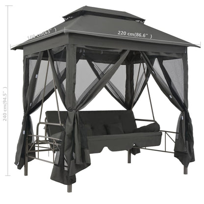 Vidaxl Banco Balancín De Jardín Dosel Antracita Acero 220x160x240 Cm_2