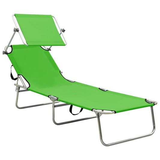 Tumbona Plegable Con Toldo De Acero Verde Manzana_0