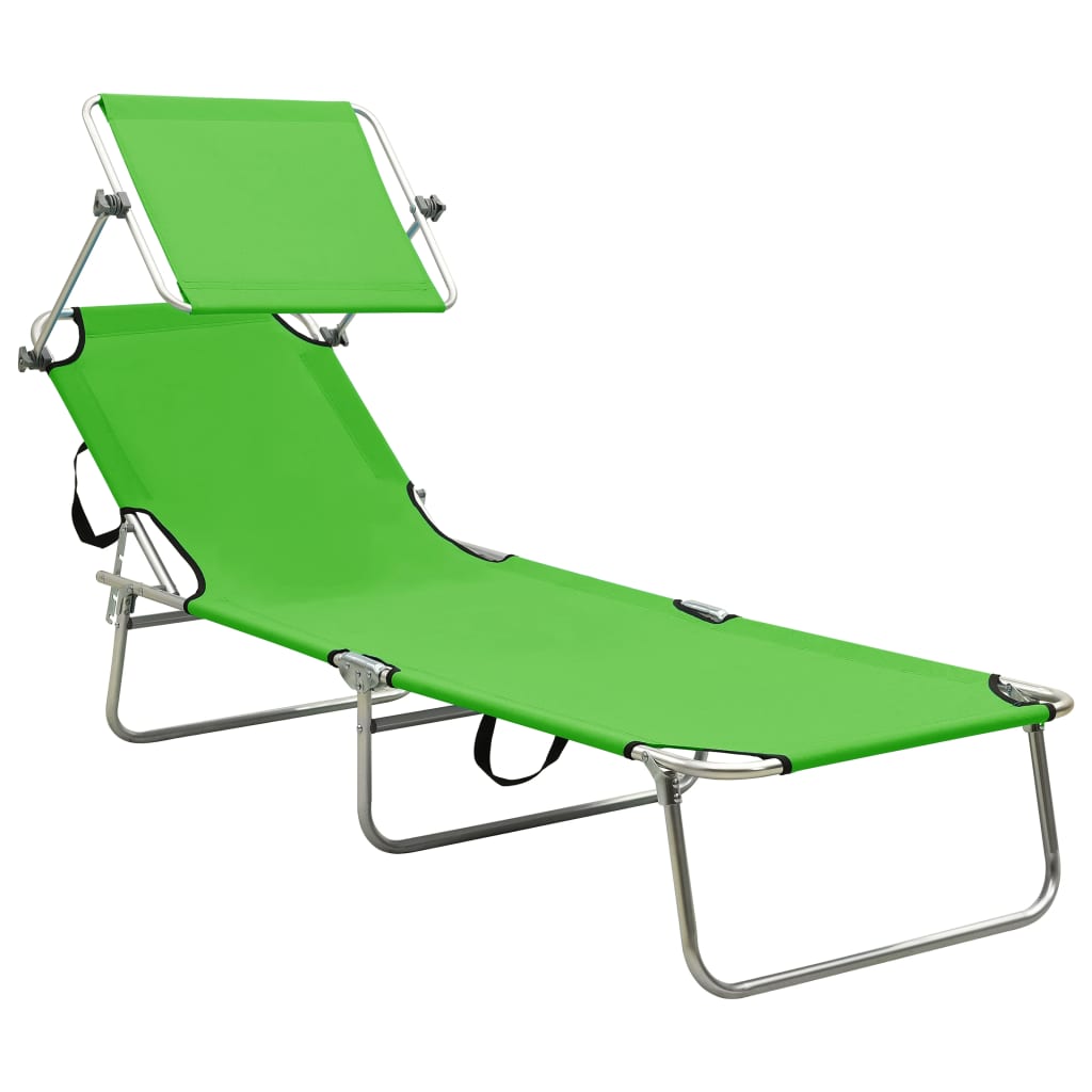 Tumbona Plegable Con Toldo Aluminio Verde_0