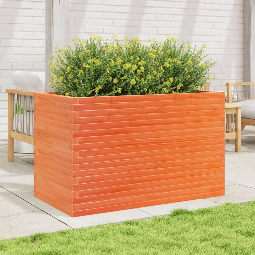 Jardinera Madera Maciza De Pino Marrón Cera 110x60x68,5 Cm_2