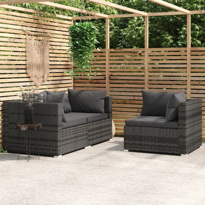 Vidaxl Set De Muebles De Jardín 3 Pzas Y Cojines Ratán Sintético Gris_1