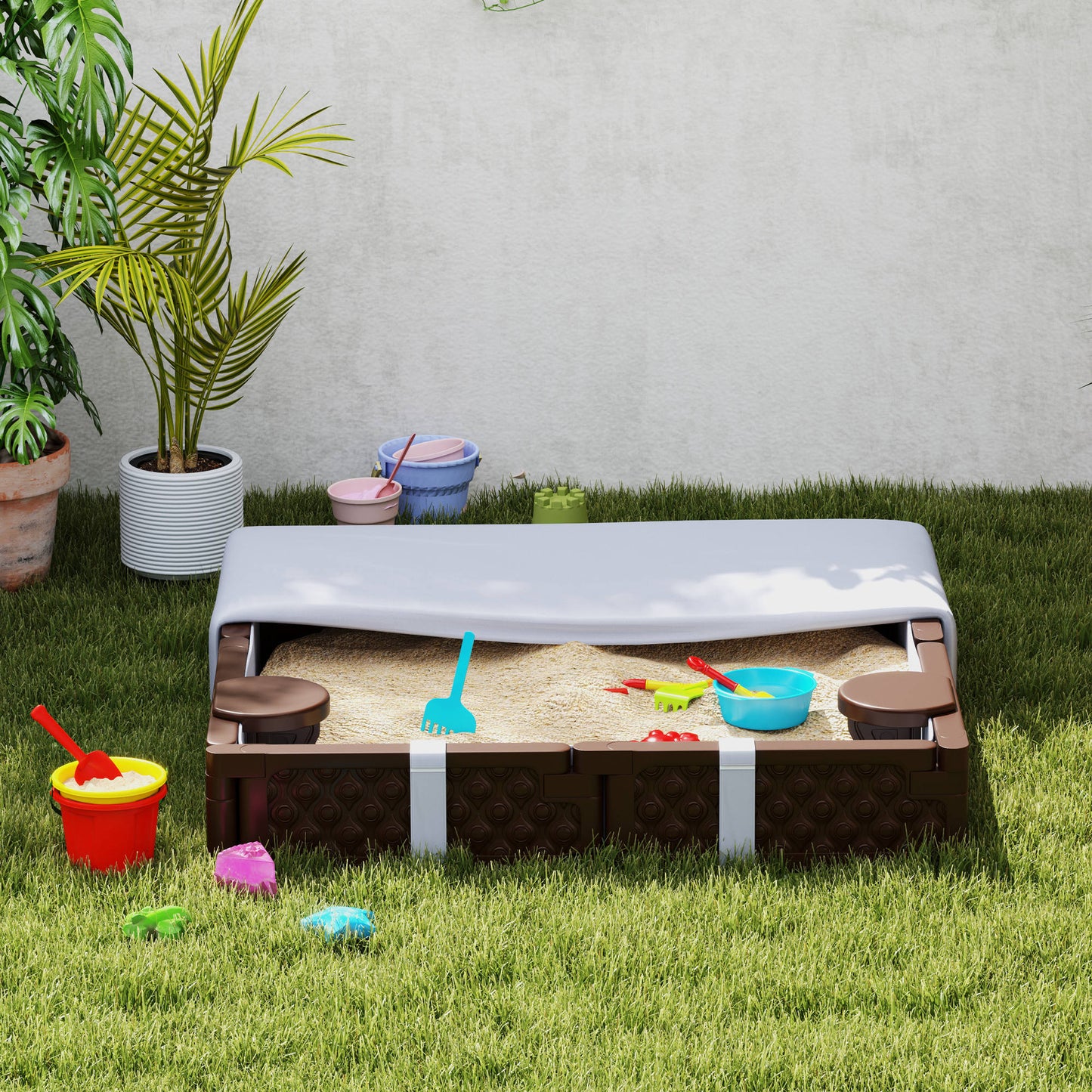 Aiyaplay Arenero Para Niños De 18-60 Meses Con Cubierta 119x119x22 Cm Marrón_1