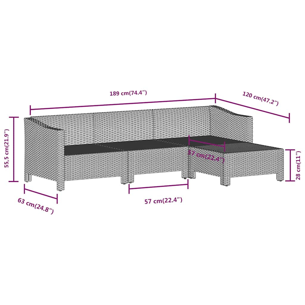 Vidaxl Set De Muebles De Jardín 4 Pzas Y Cojines Ratán Sintético Gris_2