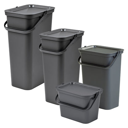 Set De 4 Papeleras moda 5l/10l/25l/40l Grafito Con Asa_0