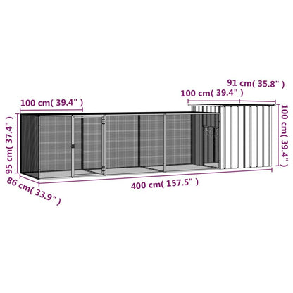 Vidaxl Jaula De Gallinas Acero Galvanizado Antracita 400x91x100 Cm_4