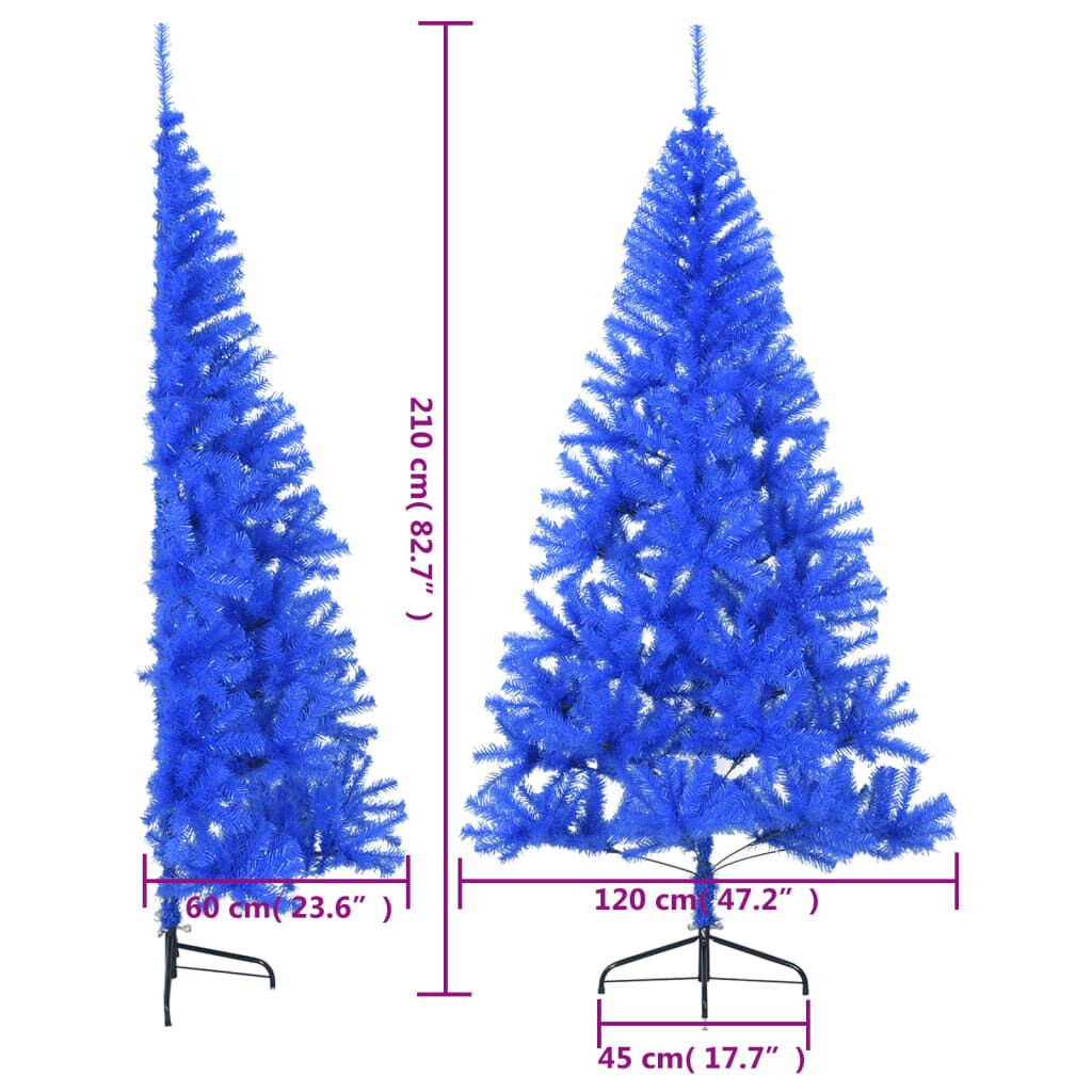 Vidaxl Medio Árbol De Navidad Artificial Con Soporte Pvc Azul 210 Cm_2