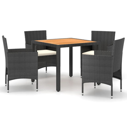 Vidaxl Mesa Y Sillas Jardín 5 Pzas Ratán Sintético Madera Acacia Negro_0