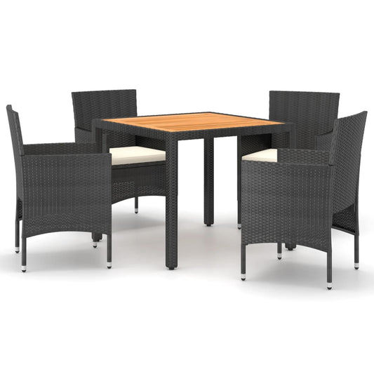 Vidaxl Mesa Y Sillas Jardín 5 Pzas Ratán Sintético Madera Acacia Negro_0