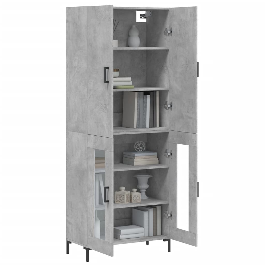 Aparador Alto Madera Contrachapada Gris Hormigón 69,5x34x180 Cm_2
