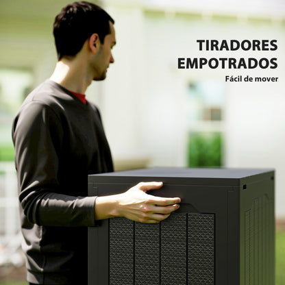 Outsunny Baúl De Almacenaje Exterior 93l Impermeable Con Asas Integradas Negro_4