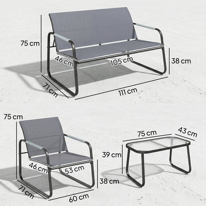 Outsunny Conjunto De Jardín Exterior Con 1 Sofá 2 Sillones Y Mesa Gris_2