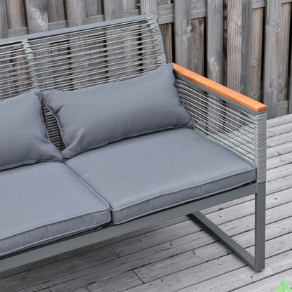 Outsunny Conjunto De Muebles De Jardín De 4 Piezas Ratán Con Mesa De Café_4