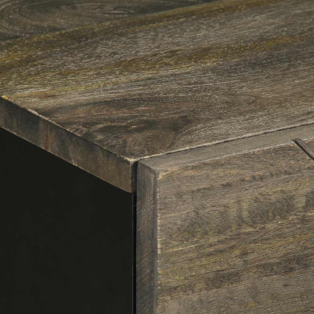 Mesita De Noche Madera Maciza De Mango Negra 50x33x60 Cm_4