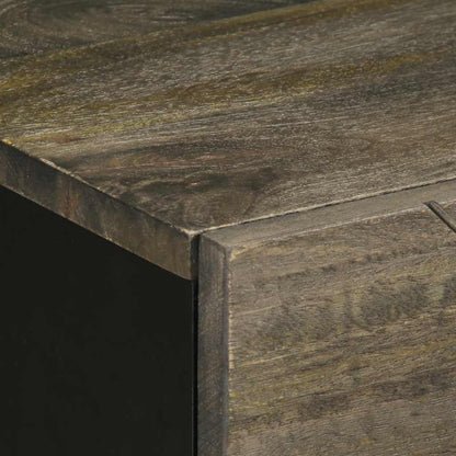 Mesita De Noche Madera Maciza De Mango Negra 50x33x60 Cm_4