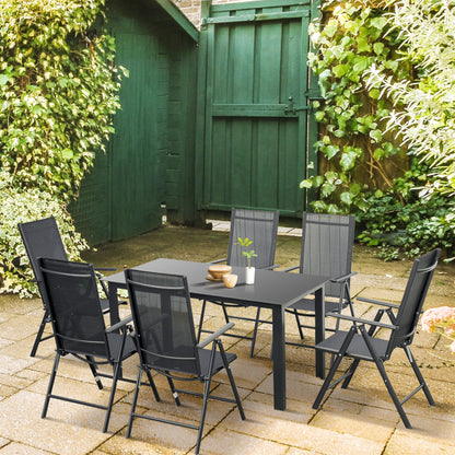 Outsunny Conjunto De Muebles De Jardín De Aluminio 7 Piezas Con 6 Sillas Y Mesa_1