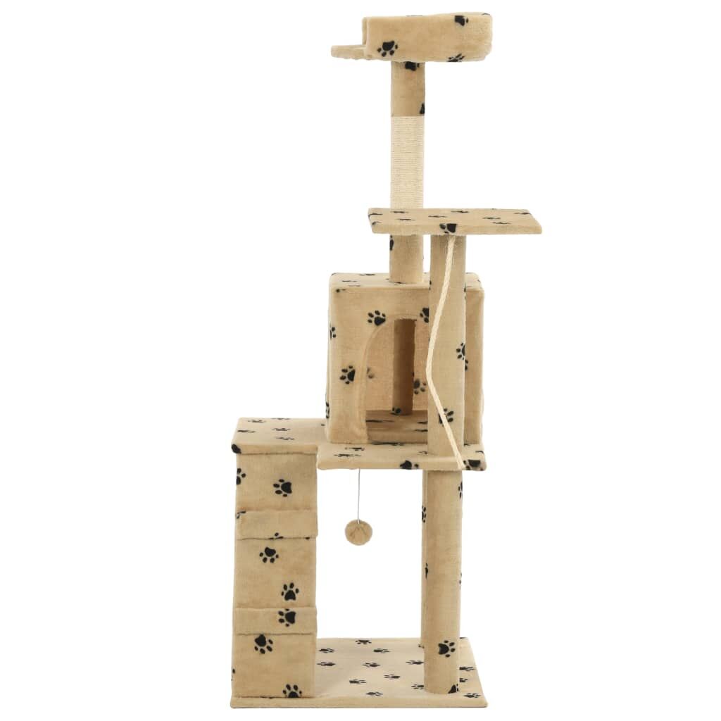 Vidaxl Rascador Para Gatos Con Poste De Sisal 120 Cm Huellas Beige_2