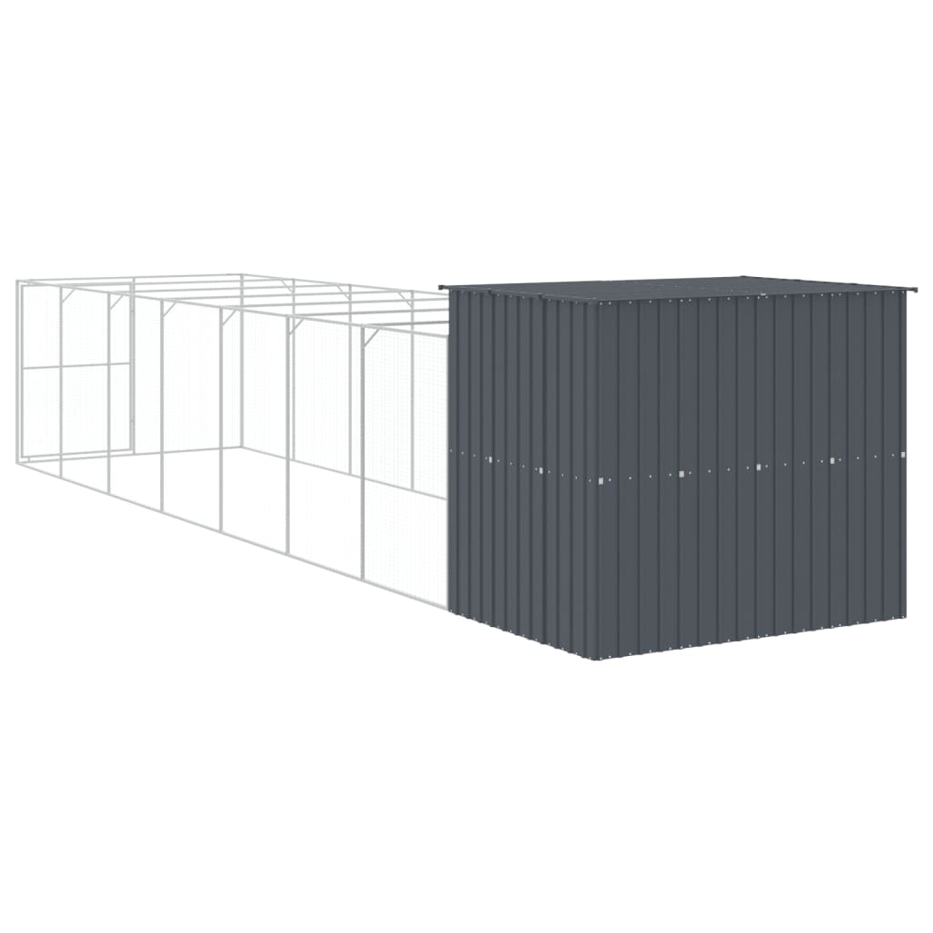 Caseta Perros Con Corral Acero Galvanizado Gris 214x865x181 Cm_4