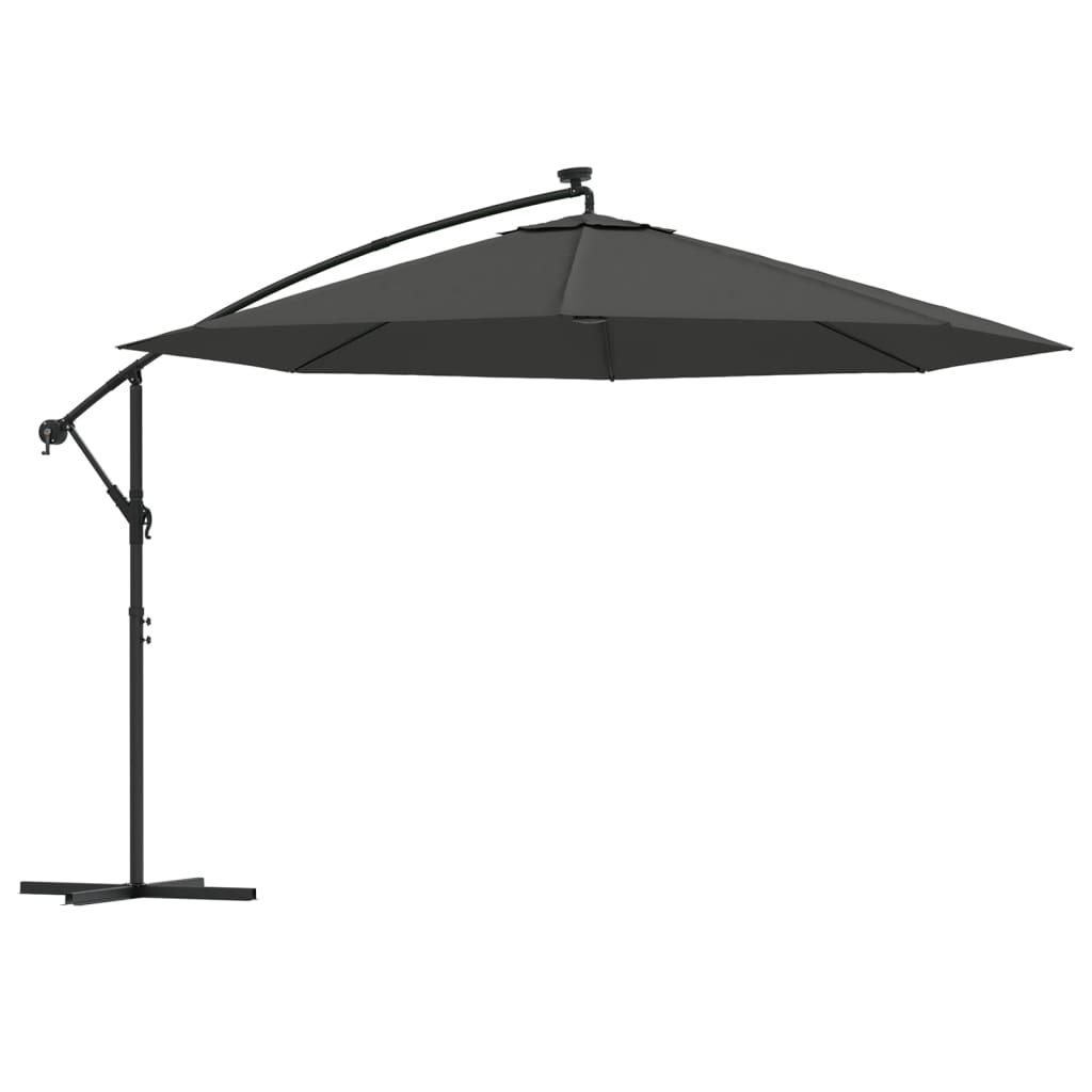 Sombrilla Voladiza Luces Led Y Poste De Metal Antracita 350 Cm_0