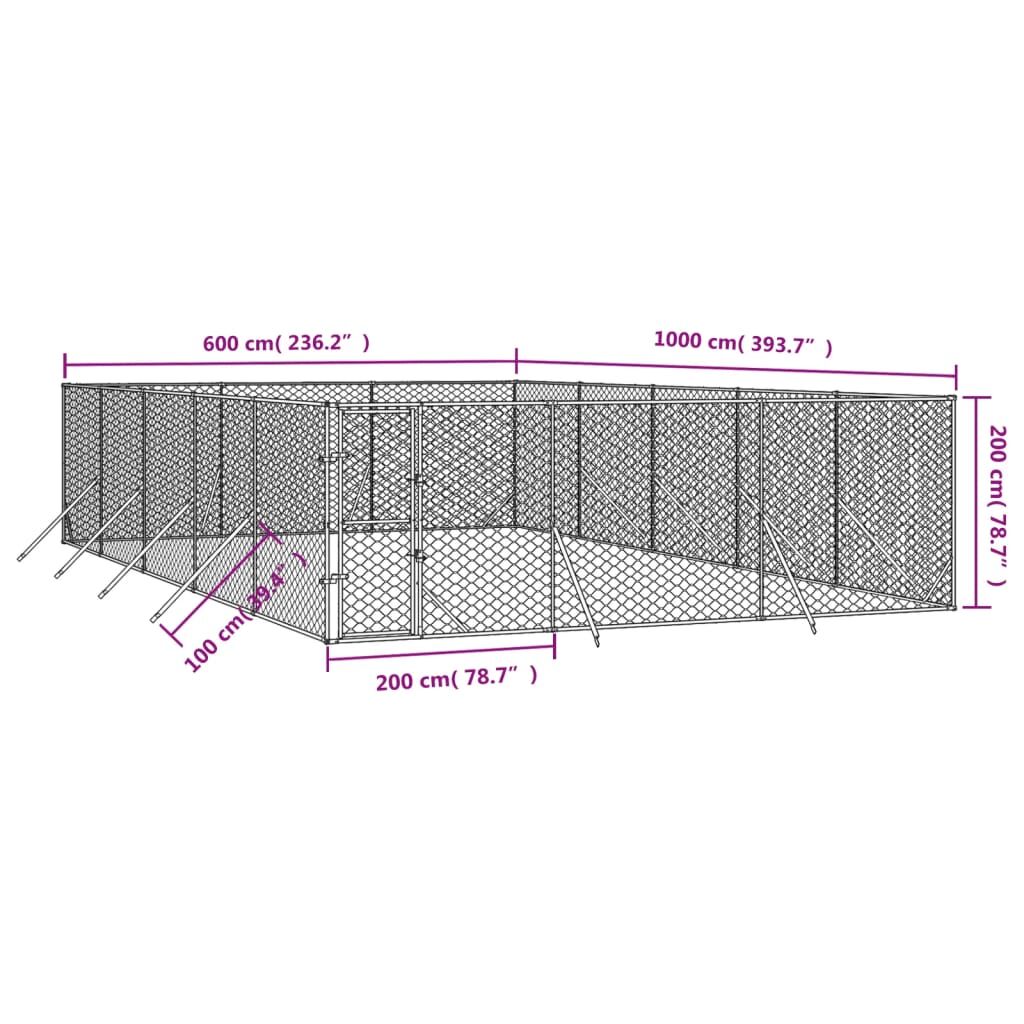 Vidaxl Perrera De Exterior Acero Galvanizado Plateado 6x10x2 M_3