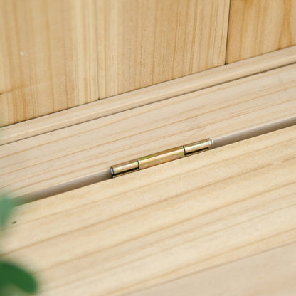 Outsunny Banco De Jardín De Madera Con Caja De Almacenaje 115x45x75 Cm Natural_4
