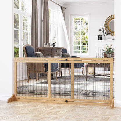 Pawhut Barrera Seguridad Perros De Madera Extensible 104-180 Cm Puerta Escalera_1