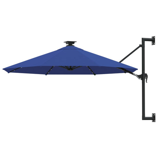 Vidaxl Sombrilla De Jardín De Pared Con Luces Led Azul 300 Cm_0