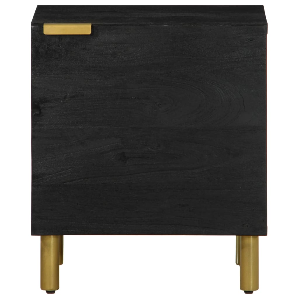 Mesitas De Noche 2 Uds Madera Maciza De Mango Negro 40x33x46 Cm_2