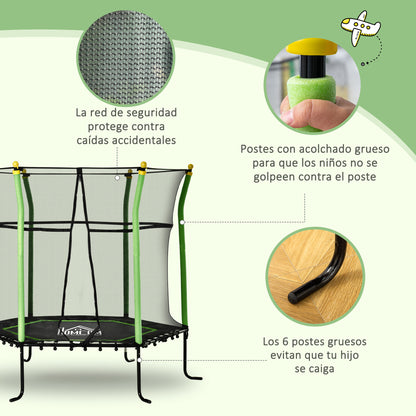 Homcom Trampolín Infantil Con Red De Seguridad Ø163,5x163,5 Cm Verde_5