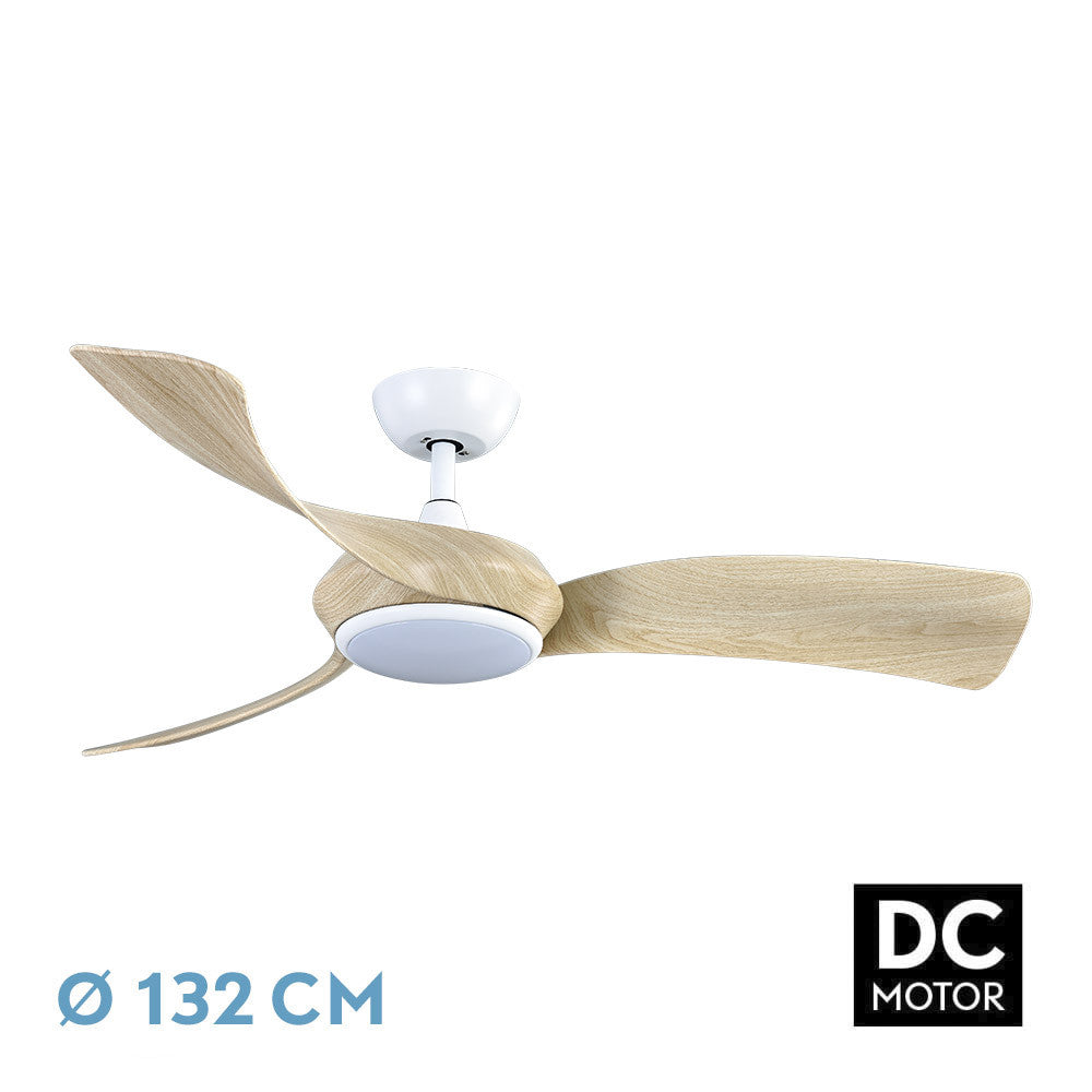 Ventilador Dc Cerdeña 30w 2950lm Blanco/haya 3 Aspas 3000k-6000k Reg. Intensidad C/remoto, Timer, Mem._0