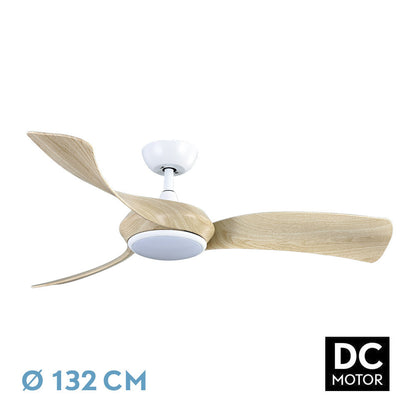 Ventilador Dc Cerdeña 30w 2950lm Blanco/haya 3 Aspas 3000k-6000k Reg. Intensidad C/remoto, Timer, Mem._0