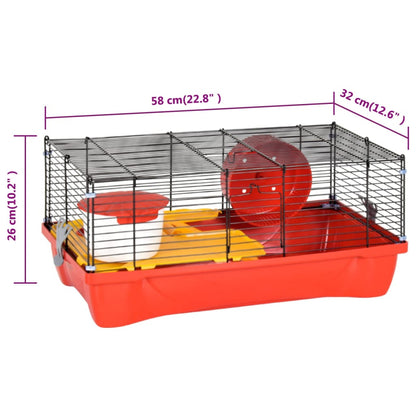 Vidaxl Jaula Para Hámster Polipropileno Y Metal Roja 58x32x36 Cm_2