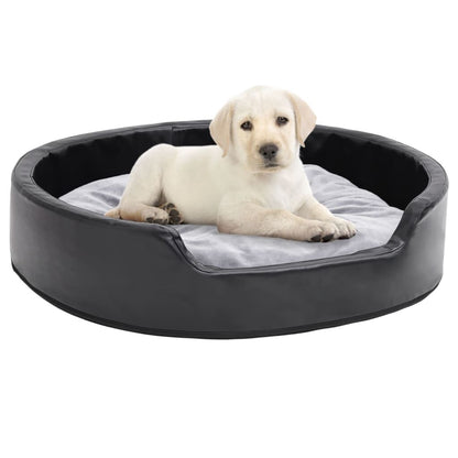 Vidaxl Cama Para Perros Felpa Y Cuero Sintético Negro Gris 79x70x19 Cm_1