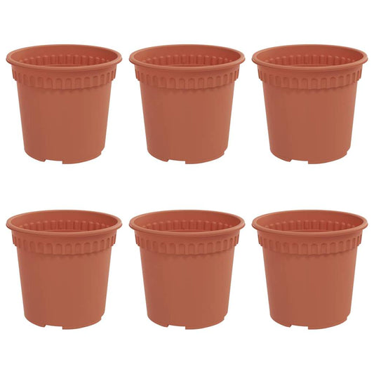 Maceta Redonda Para Flores 6 Pcs Rojo Ladrillo Ø 15 X 12 Cm_0