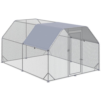Pawhut Gallinero Exterior Grande 2,8x3,8x1,95 M Con 2 Habitaciones Plata_0
