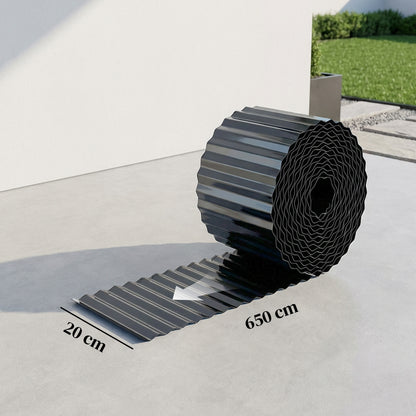 Outsunny Valla De Jardín Metálica 650x20 Cm Para Huerto Patio Gris Oscuro_2