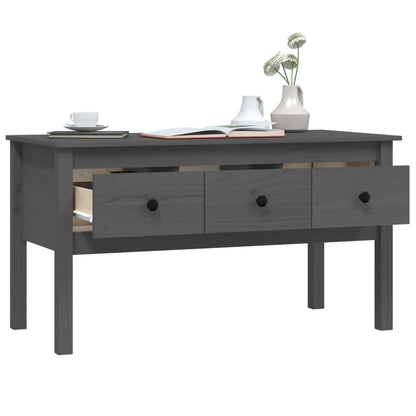 Mesa De Centro De Madera Maciza De Pino Gris 102x49x55 Cm_3