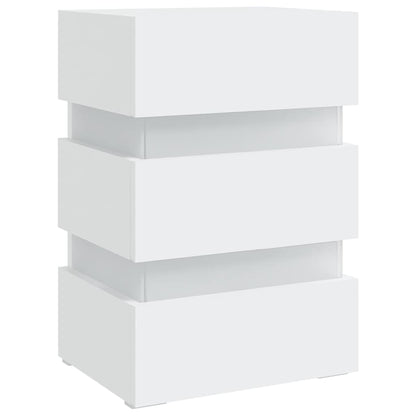 Mesita De Noche Luz Led Madera De Ingeniería Blanco 45x35x67 Cm_2