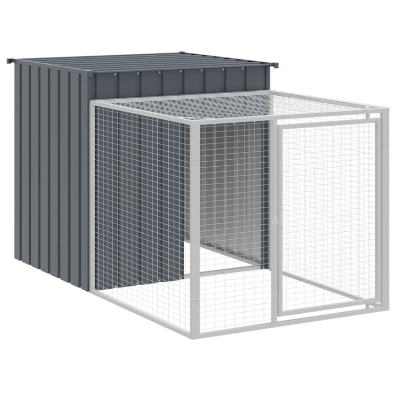 Vidaxl Gallinero Con Corral Acero Galvanizado Gris 110x609x110 Cm_5