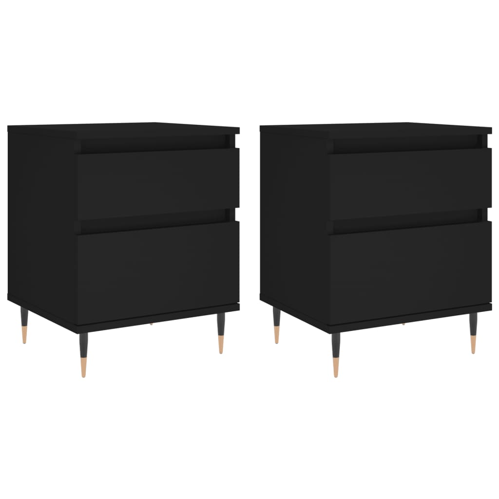 Mesitas De Noche 2 Uds Madera De Ingeniería Negro 40x35x50 Cm_0