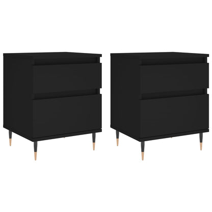 Mesitas De Noche 2 Uds Madera De Ingeniería Negro 40x35x50 Cm_0