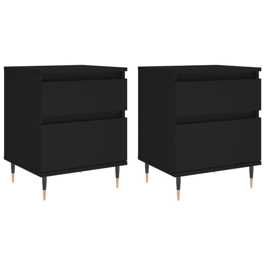 Mesitas De Noche 2 Uds Madera De Ingeniería Negro 40x35x50 Cm_0