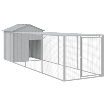 Vidaxl Gallinero Con Corral Acero Galvanizado Gris Claro 117x405x123cm_0