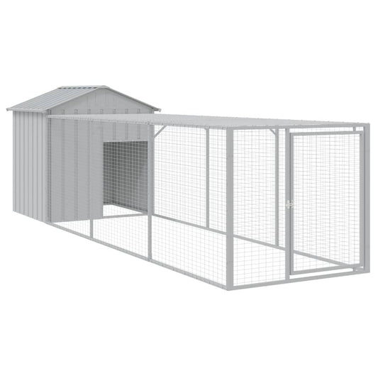 Vidaxl Gallinero Con Corral Acero Galvanizado Gris Claro 117x405x123cm_0