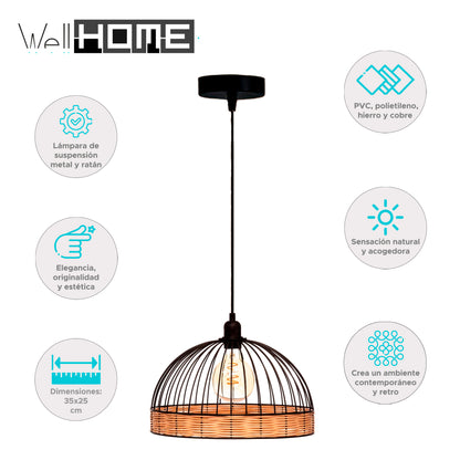 Wellhome Lámpara Suspensión Metal D.35cm