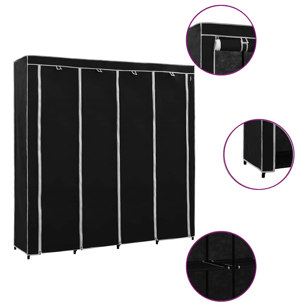 Armario Con 4 Compartimentos Negro 175x45x170 Cm_1