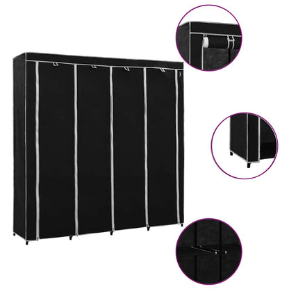 Armario Con 4 Compartimentos Negro 175x45x170 Cm_1