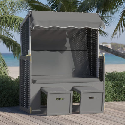 Silla Strandkorb Dosel Ratán Sintético Madera Antracita Blanco_0