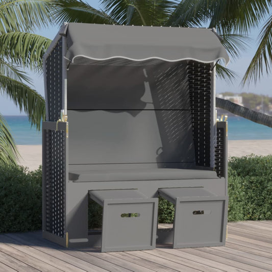 Silla Strandkorb Dosel Ratán Sintético Madera Antracita Blanco_0