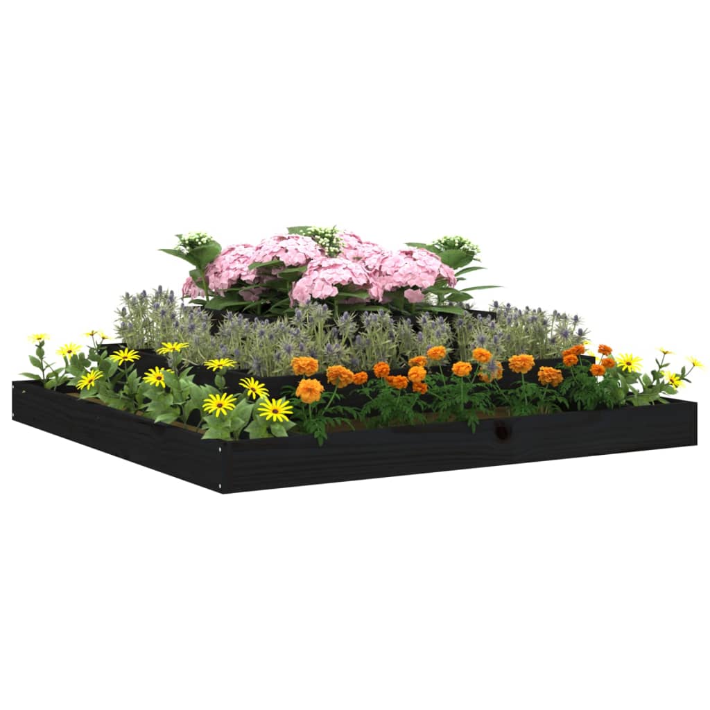 Jardinera Madera Maciza De Pino Negro 110x110x27 Cm_2