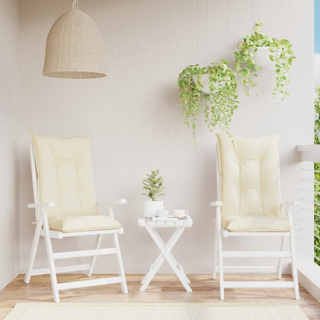 Vidaxl Cojín Silla De Jardín Respaldo Alto 2 Uds Tela Crema 120x50x7cm_1